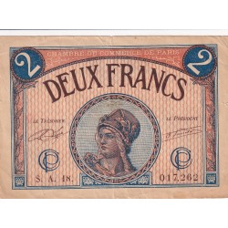 FRANCIA 2 FRANCS CHAMBRE DE COMMERCE DE PARIS 1922